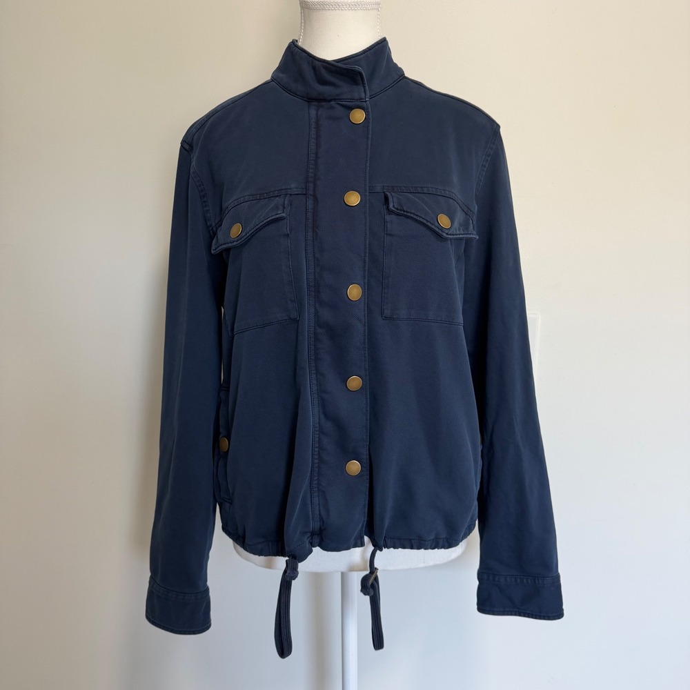 Caslon Utility Field Jacket Womens M Navy Blue Military Style Drawstring Hem